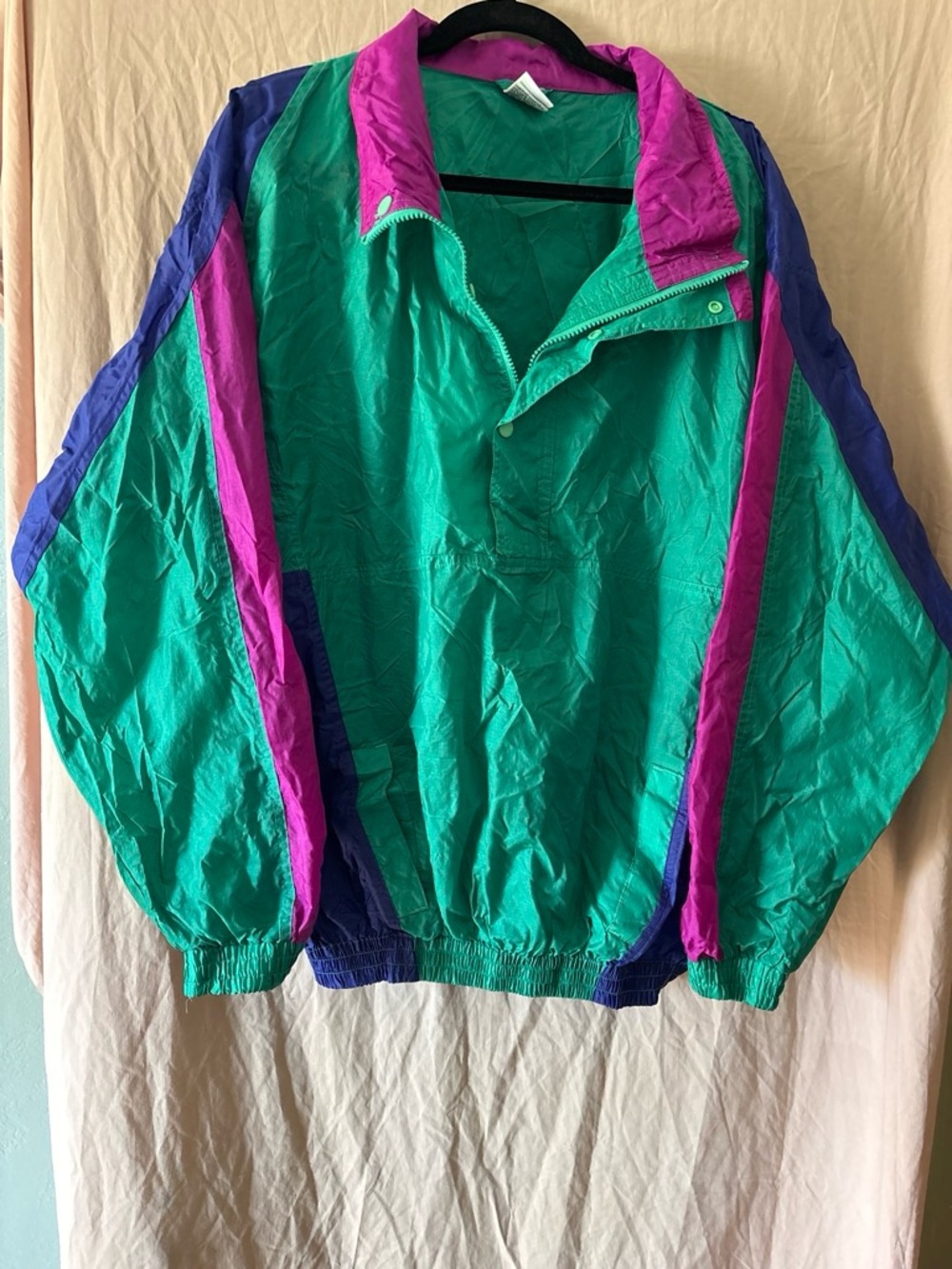 Prospirit Teal, Purple & Blue Retro Pullover Windbreaker